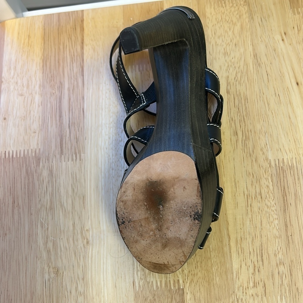 Coach Stefanie Vachetta T-Strap Ankle Leather Sandals Wooden Platform He… - Picture 8 of 8